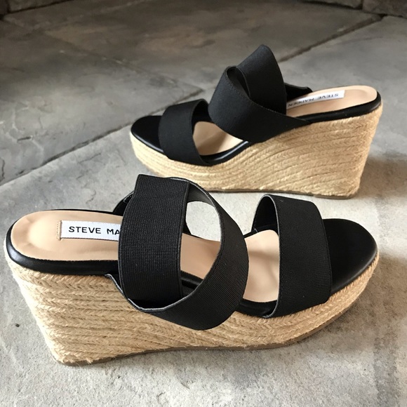 NWOT Steve Madden espadrille wedges black 8 9.5 - Picture 9 of 16